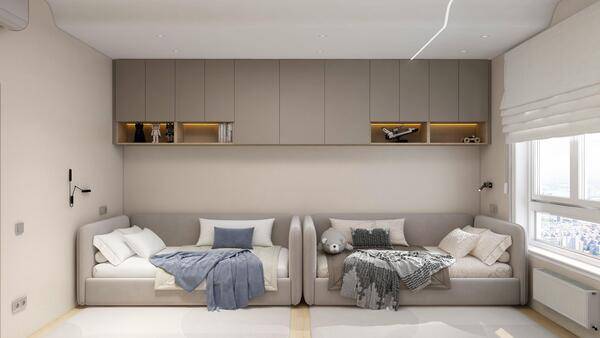 Sala luminosa y ordenada con muebles neutros